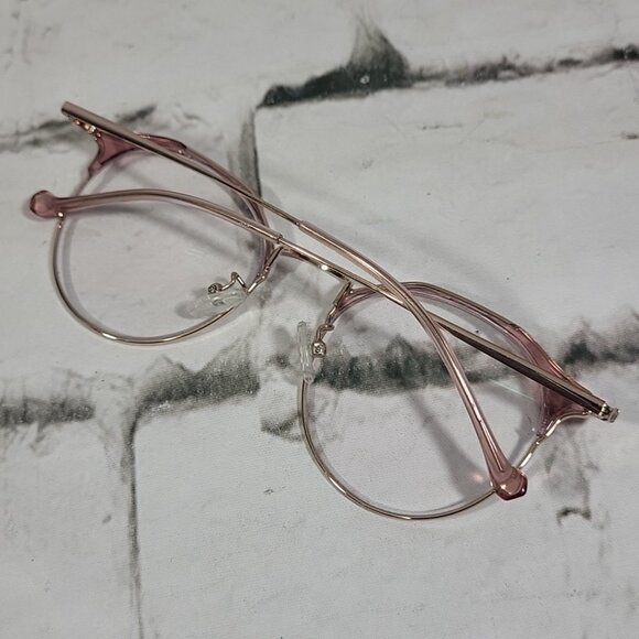 Firmoo Suofeia Eyeglass Replacement Frames S11093-C03 Womens Rose Gold‎ Half Rim
